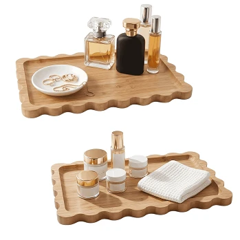 Bohemian Style Wavy Edge Wooden Tray